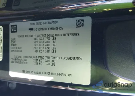 2021 Cadillac Escalade Esv 4Wd Premium Luxury Platinum из США, поврежденный, VIN 1GYS4MKLXMR409839